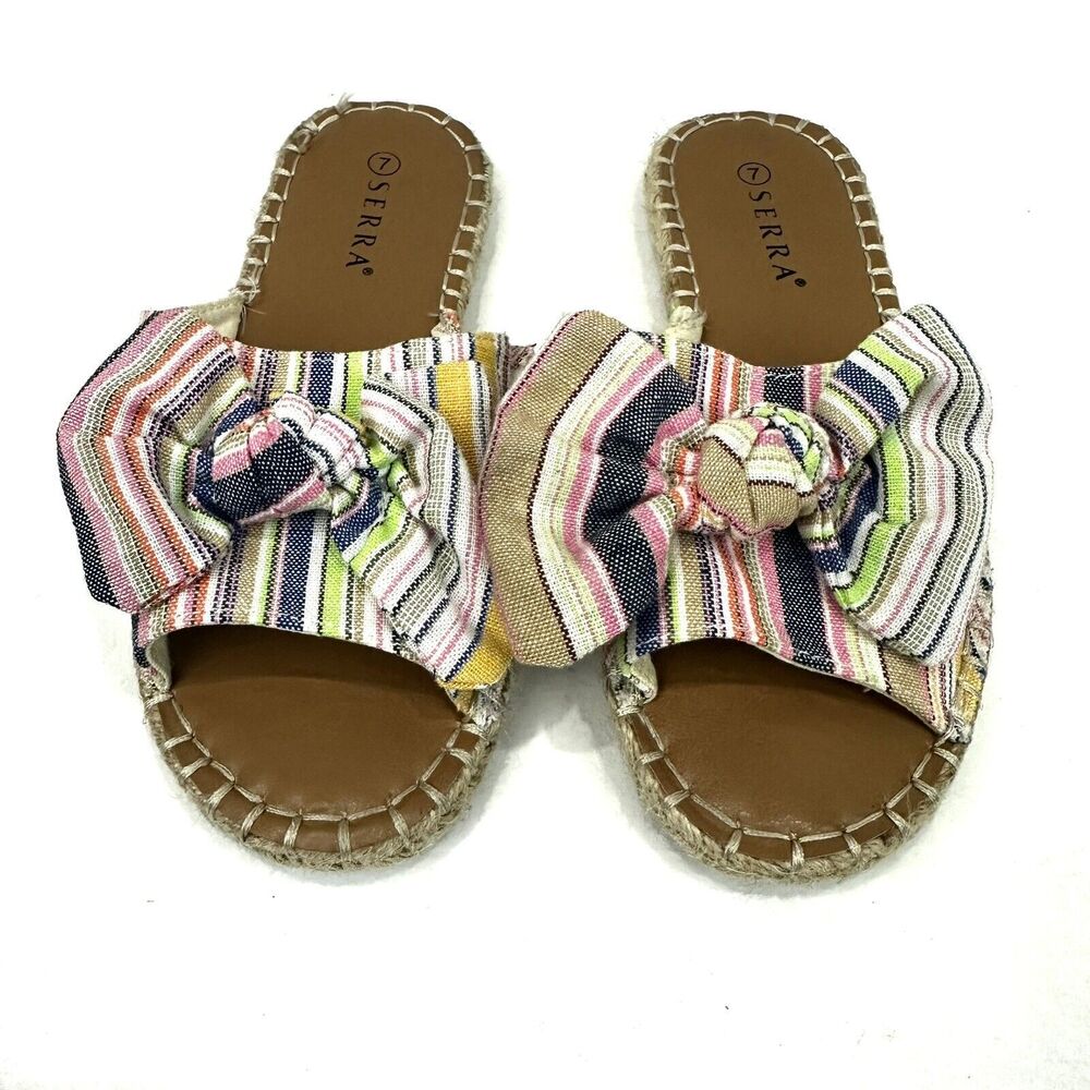 Serra Sandals Size 7 Multicolor Womens Woven Soles Pink, Blue, Green, Yellow EUC